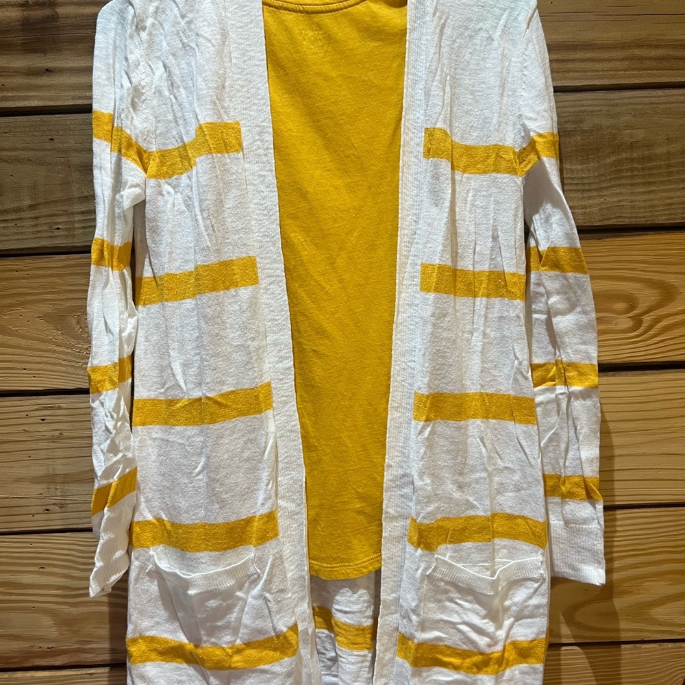 Bundle of Yellow Tank Top and  White/Yellow Striped Cardigan